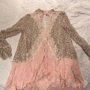 Pink Free People Lace Tunic